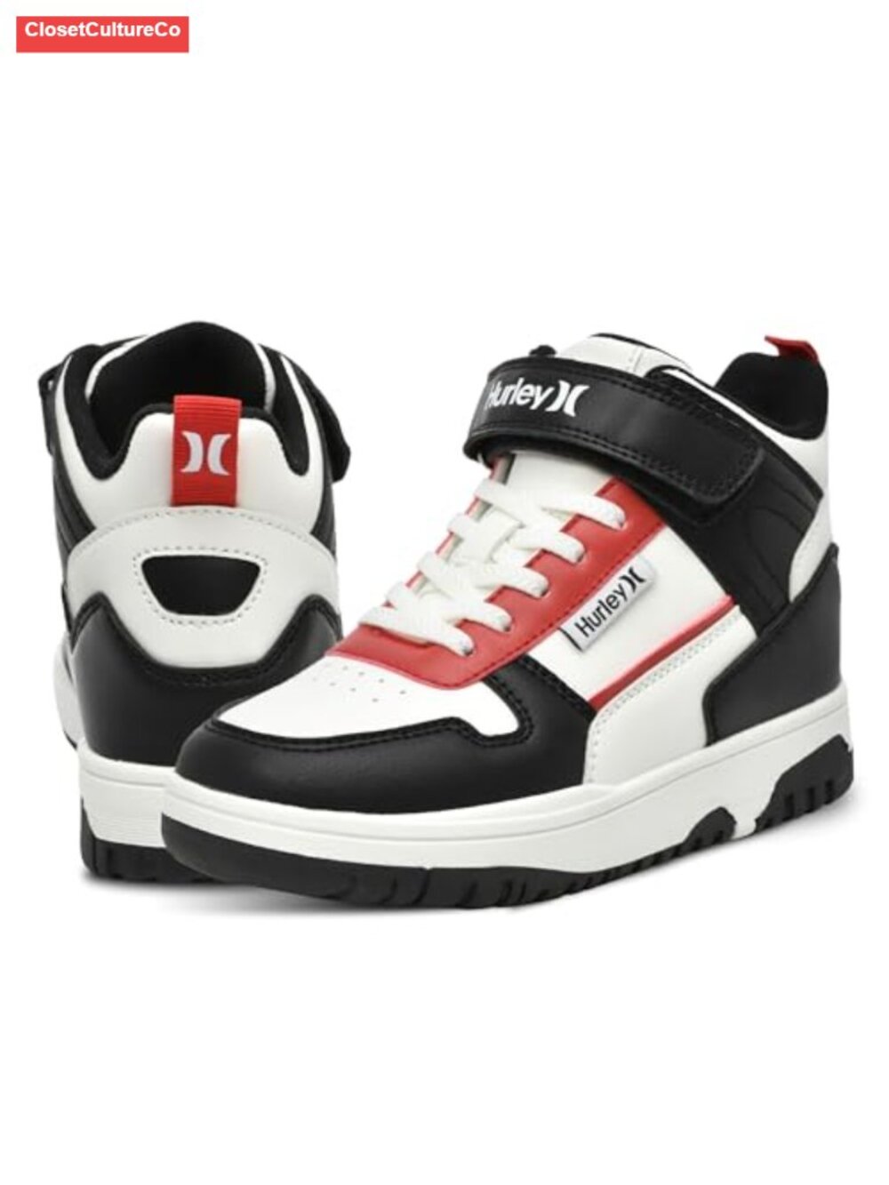 Kids High Top Sneakers Adjustable Strap Canvas Athletic Shoes